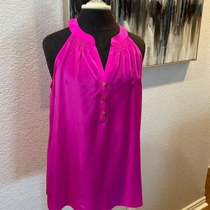 NWT Lilly Pulitzer szL Bailey Top Magenta silk, sleeveless
